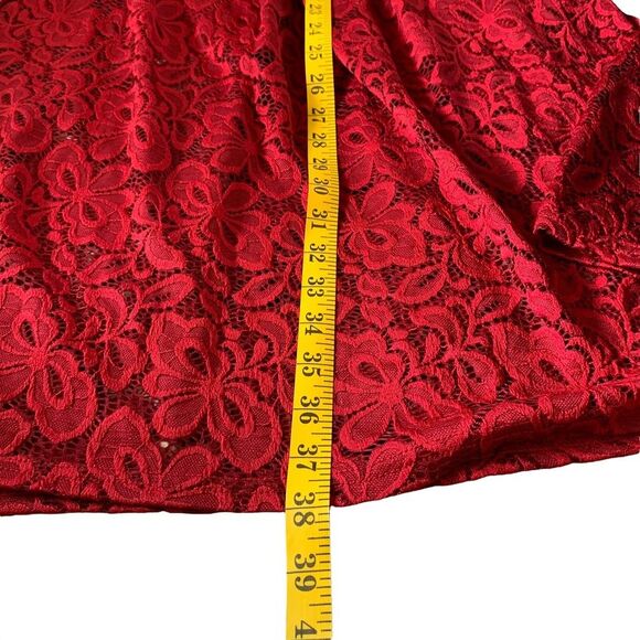Retro Red Lace Dress with Sheer Lace Sleeves Size XL - Picture 8 of 11